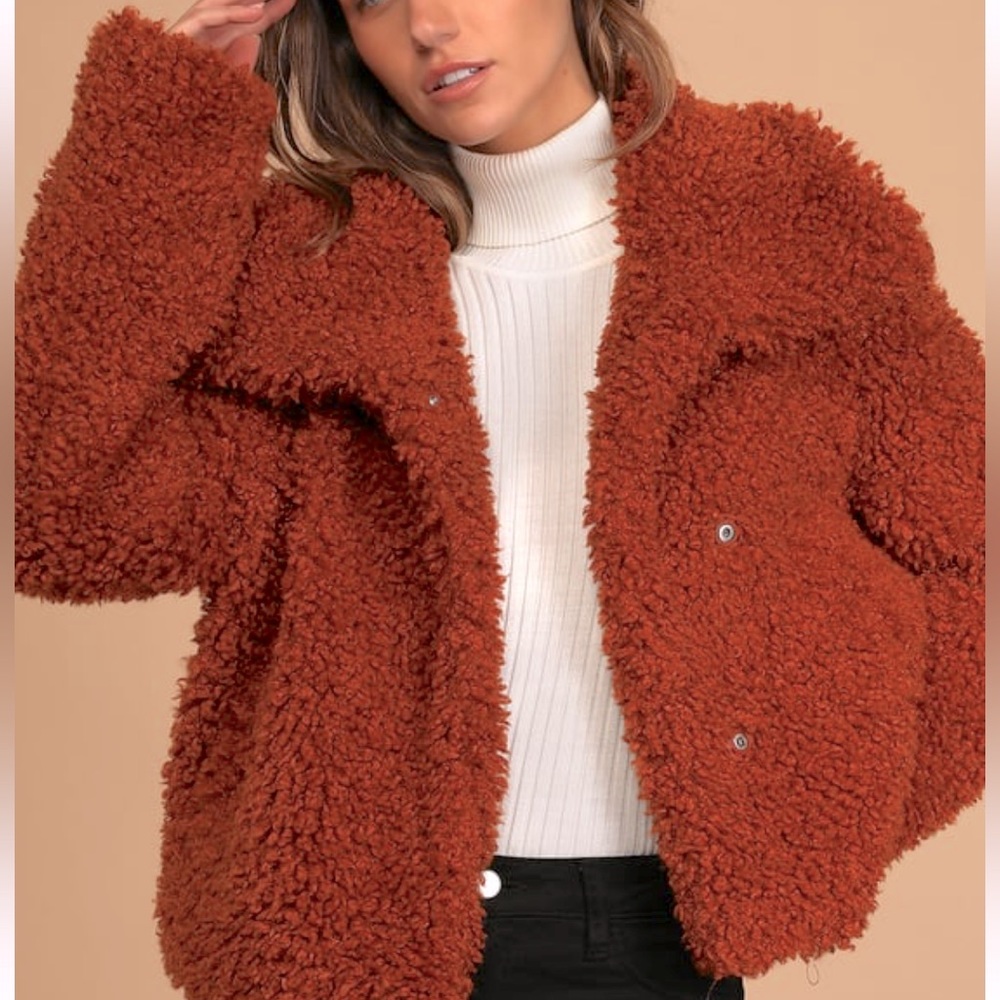 Cozy Rust Orange Teddy Jacket